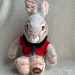 Beautiful Peter Rabbit Flopsy Plush Stuffed Animal Embroidered Eyes Red Vest